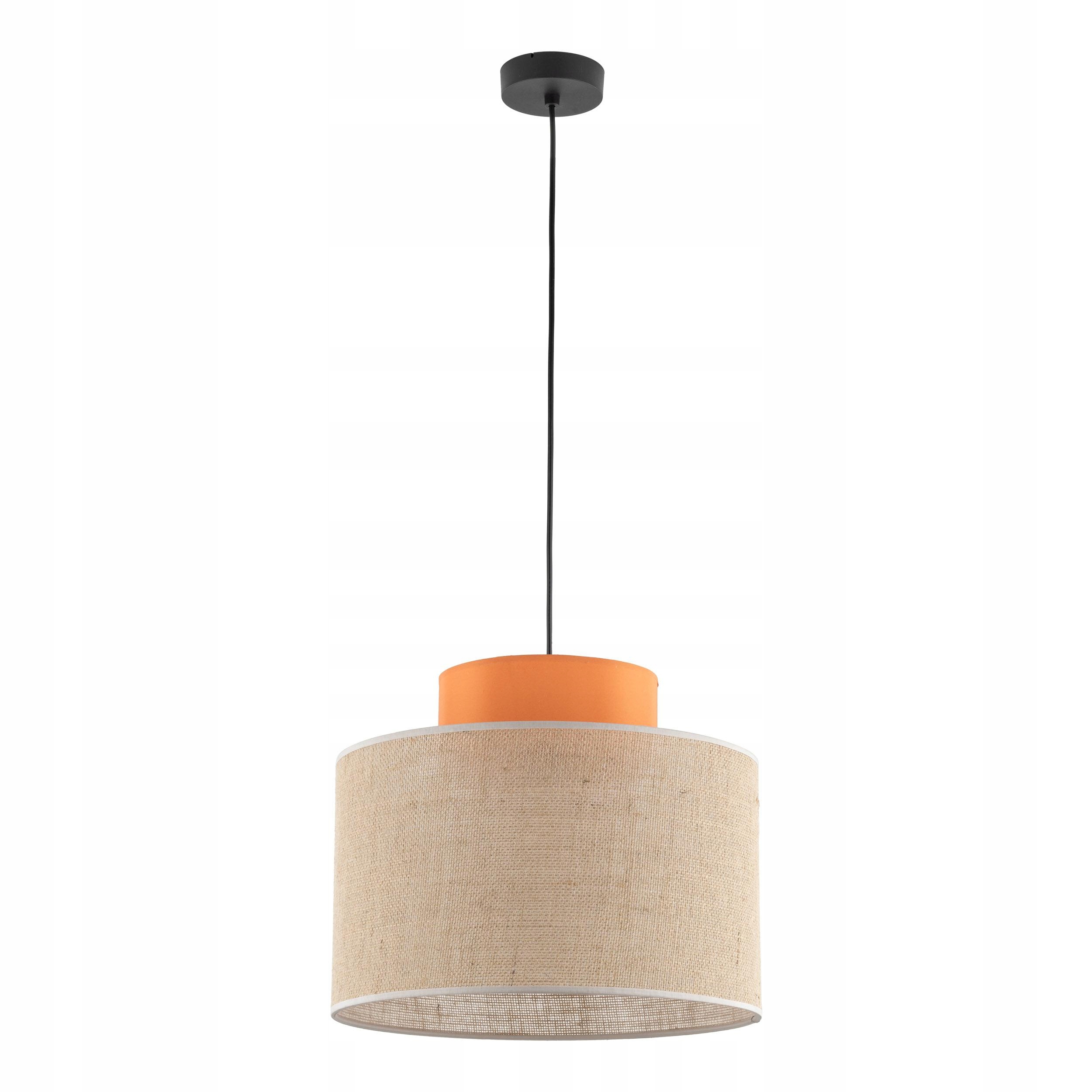 Závěsná lampa Duo černá stínidlo juta oranžová 1xE27 38 cm Moderní IP20
