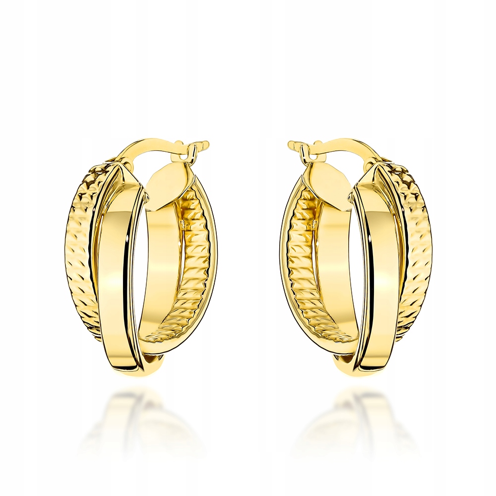 Náušnice zlaté 585 dvojitá diamantová kolečka Kolečka 3.05g Dvě kolečka