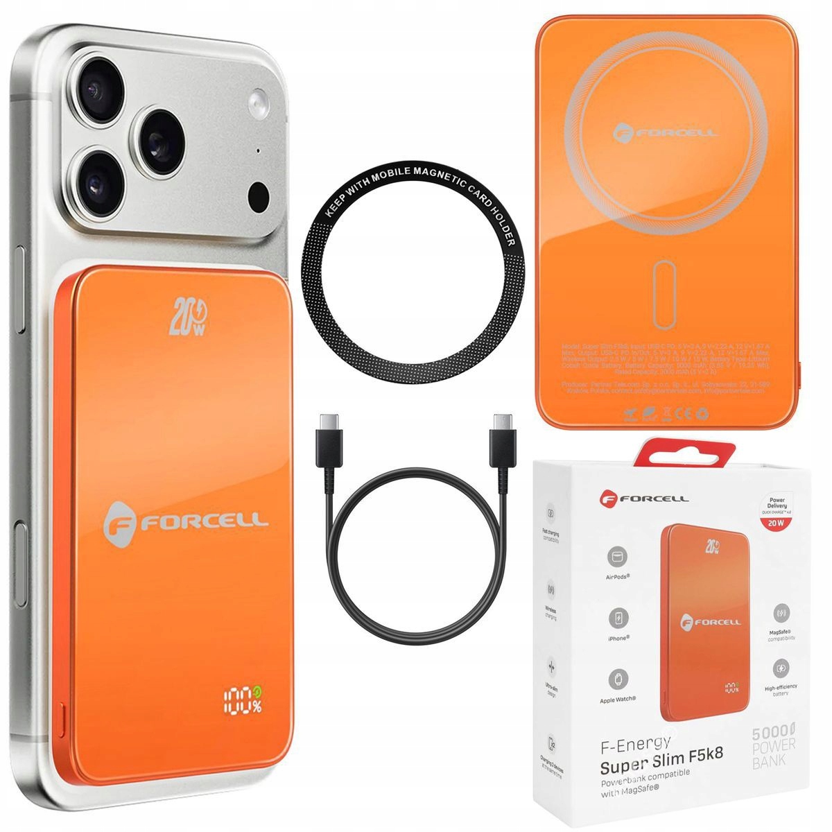Magnetická Powerbanka 20W s Qi MagSafe 15W 5000mAh pro iPhone 17 16 Pro Max