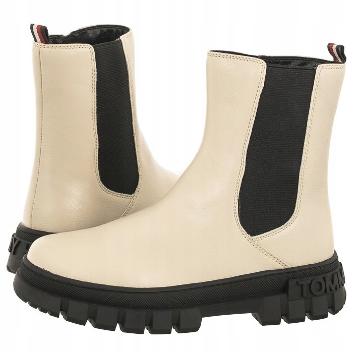 Boty Dámské Kotníkové Boty Tommy Hilfiger Bootie Béžová