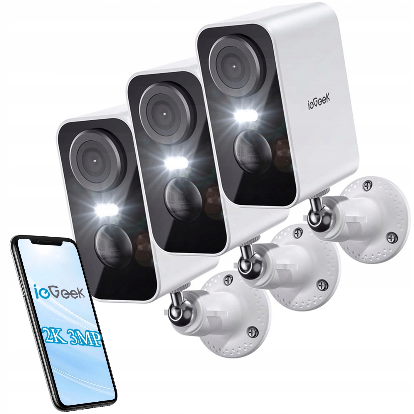 Venkovní bezpečnostní kamera Wifi 2K 3MPx Full Hd x3 s baterií 5200 mAh