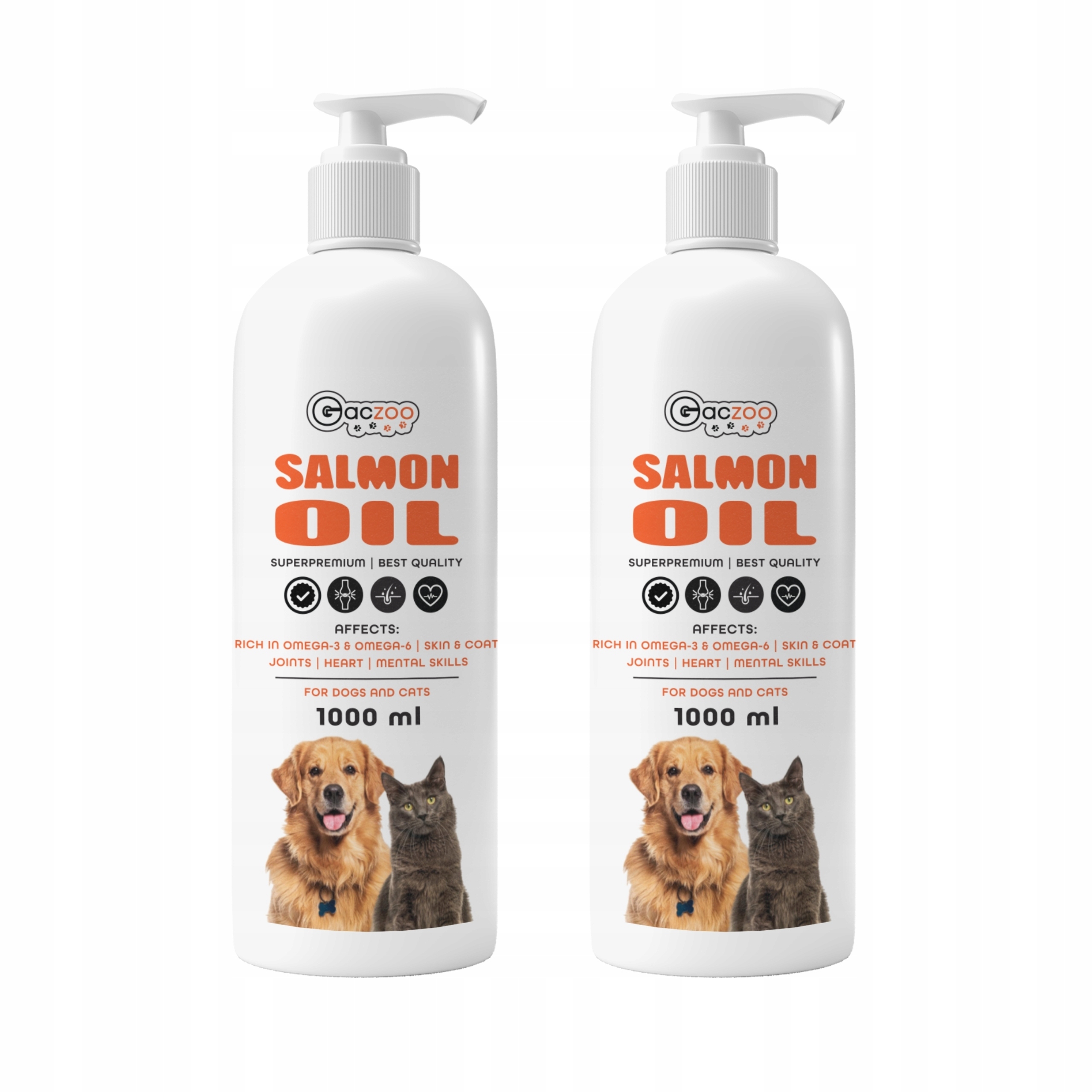 Levně Gaczoo Lososový olej pro psa a kočku Omega Atlantic Salmon Oil 2 x 1000 ml