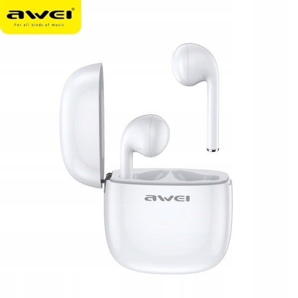 Awei Bluetooth 5.0 sluchátka T28 Tws dokovací stanice bílá/bílá
