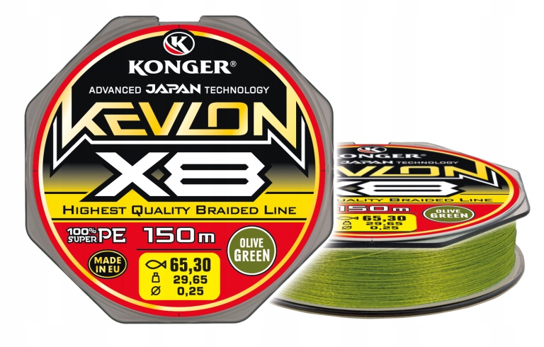 Konger Plecionka X8 Kevlon Olive Green 0,20mm 150m