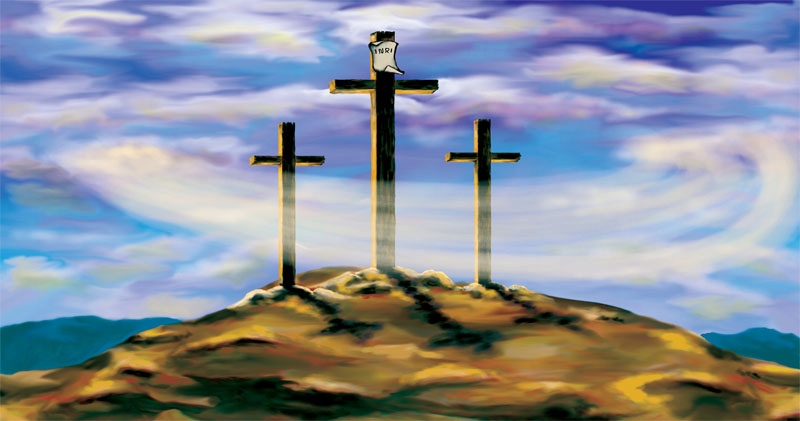 Pozadí do hrobu Páně Banner Golgota Vzkříšení Velikonoce 150 x 285 cm