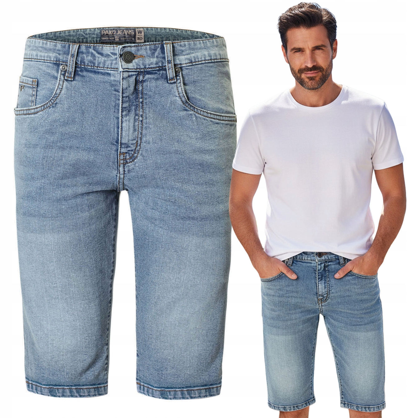 Kraťasy Denim Samot Šortky Modré Sprané 33 Pako Jeans