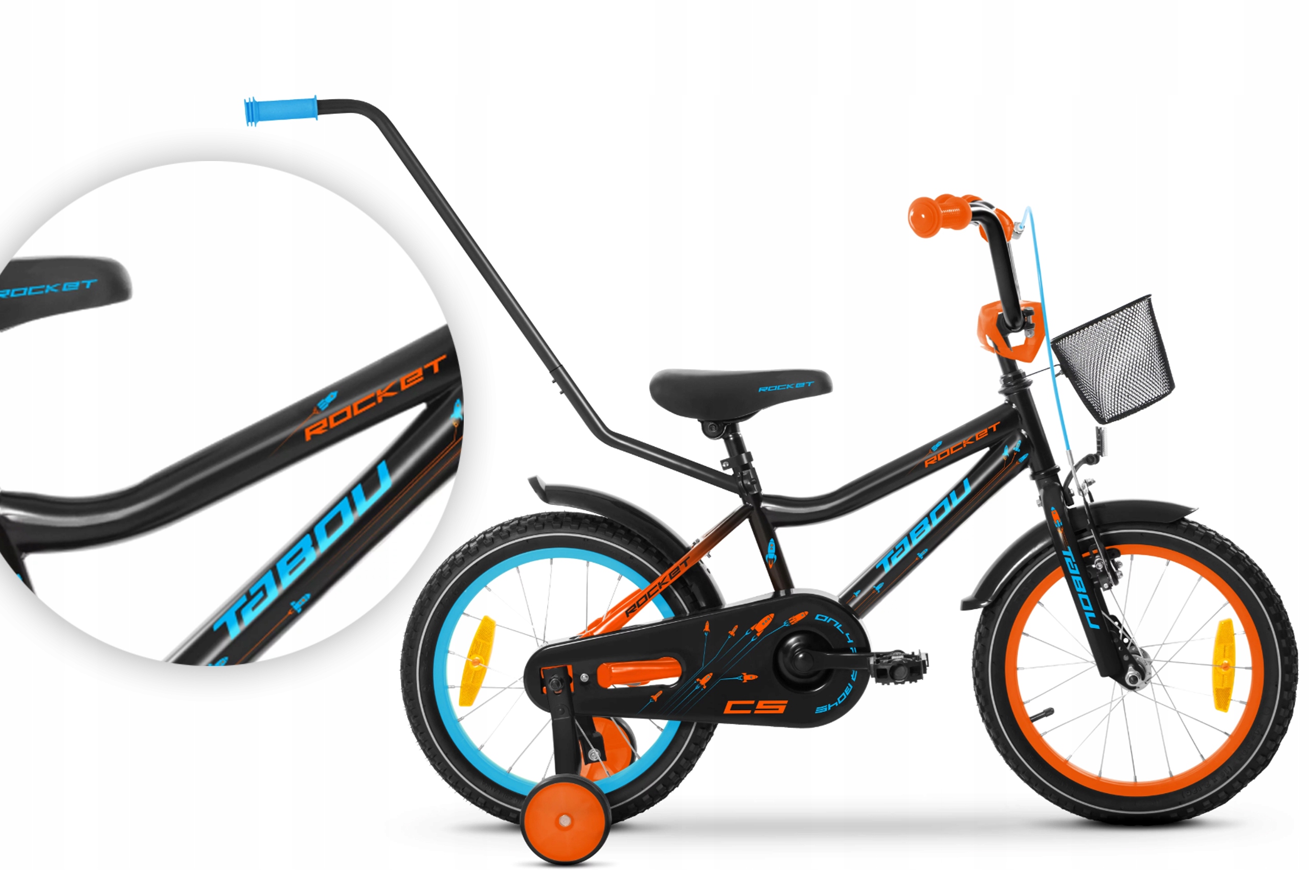 Rower dziecięcy 18" Tabou Rocket Cs Alu czarny pomarańczowy R26