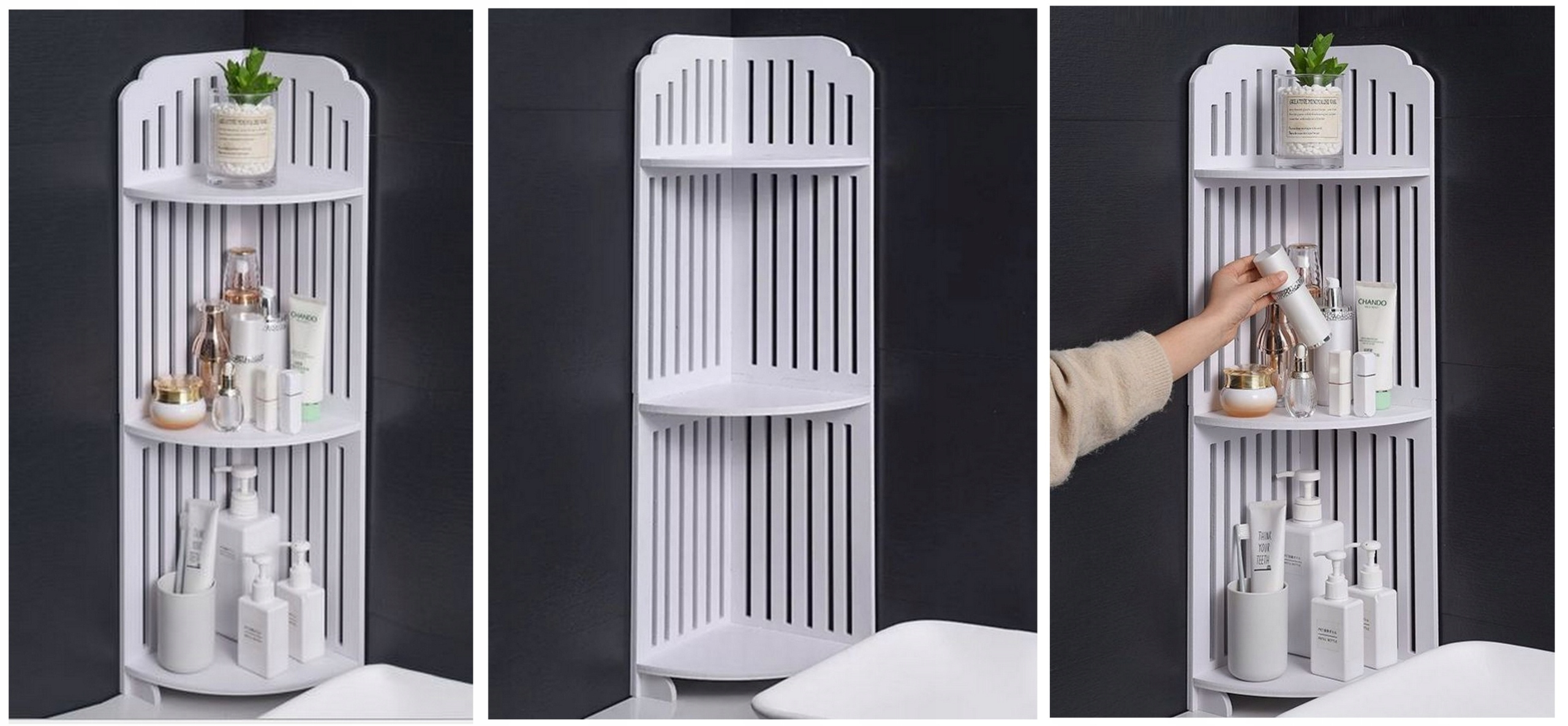 PÓŁKA łazienkowa narożna biały REGAŁ stojąca LEKKA SZAFECZKA 79 CM EAN (GTIN) 5903858440897