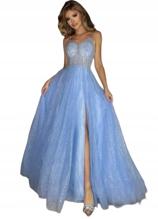 Emily Šaty Modré Tylové Šaty Princezna Šaty na ples maturita M
