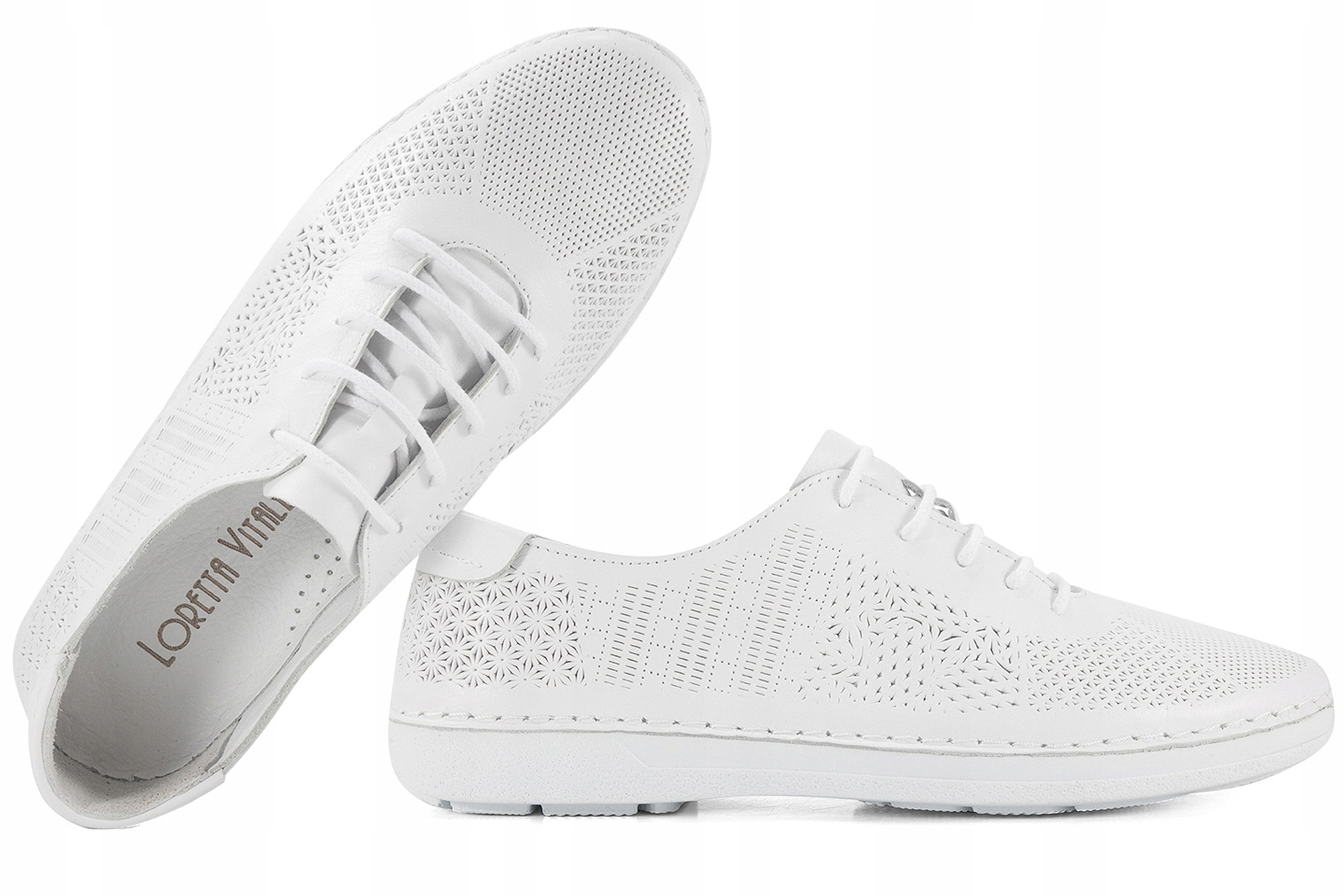 Loretta Vitale 222 Dámské Ažurové Polobotky bílé, bílá, 39