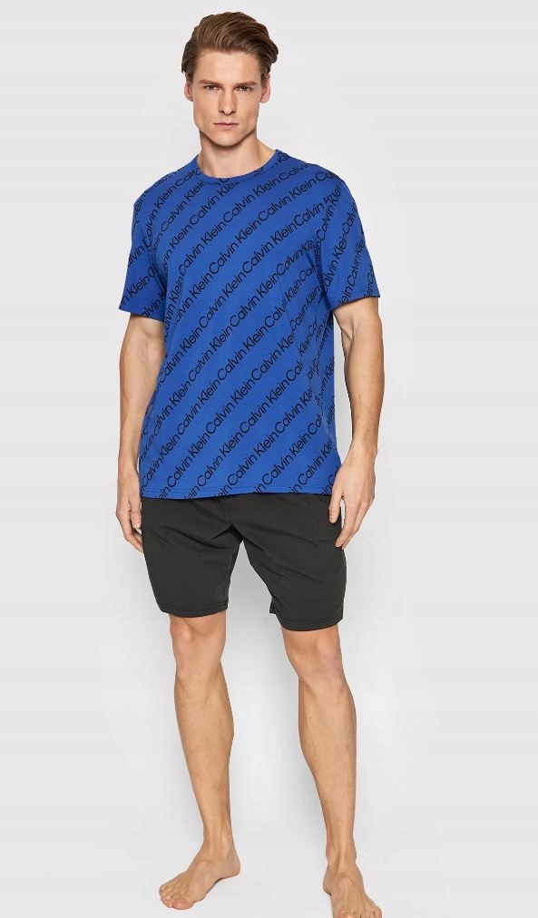 Calvin Klein Dvoudílné Pánské Pyžamo Modro-černé, Krátké Jako Dárek
