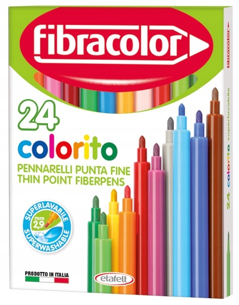 FIBRACOLOR Flamastry pisaki markery mazaki szkolne Colorito 24 kol ZESTAW
