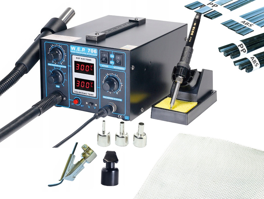 Spawarka plastiku WEP 706 6x dysza + BUT, żelazko, plastiki, siatka