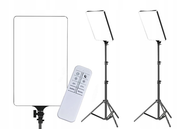2X Sada Panelová Led Lampa 100W 650W 28X40CM Regulace Barvy Dálkové Ovládání Stativ
