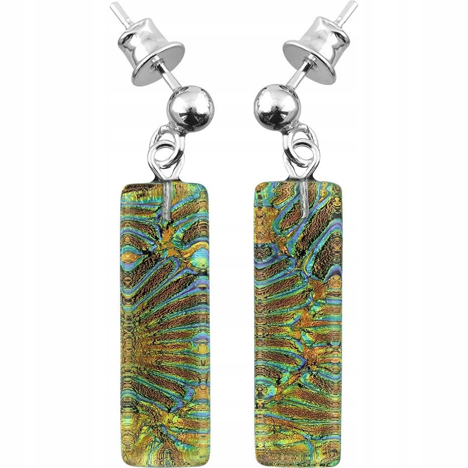 Dámské stříbrné Náušnice Harf sklo Murano