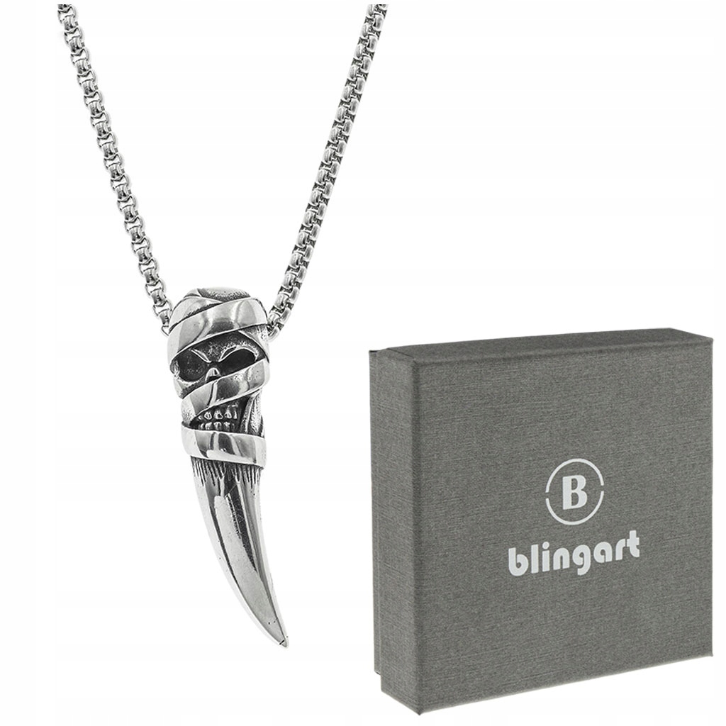 

Naszyjnik Zawieszka z łańcuszkiem Wilczy Kieł stal