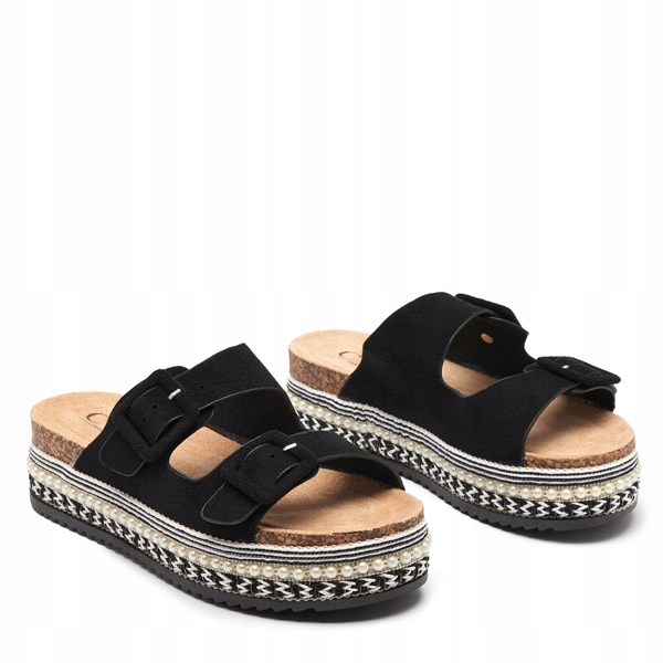 

Czarne Damskie Klapki Z Perełkami Carisno 37