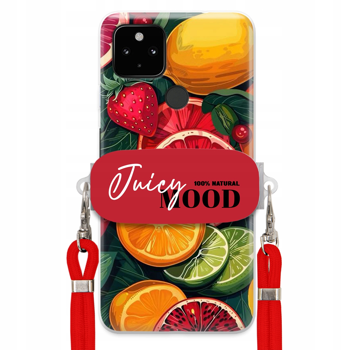 Puzdro pre Google Pixel 4A 5G Červené vodítko držiak Fruit Ovocie Juice Mood