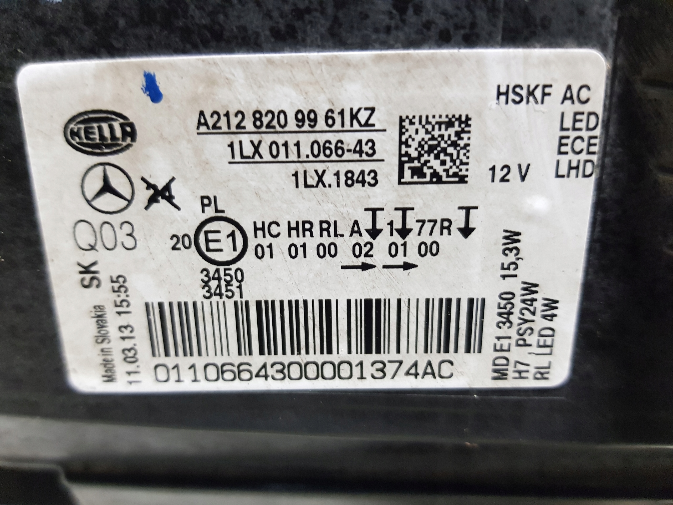 light LED left front MERCEDES W212 LIFT complete