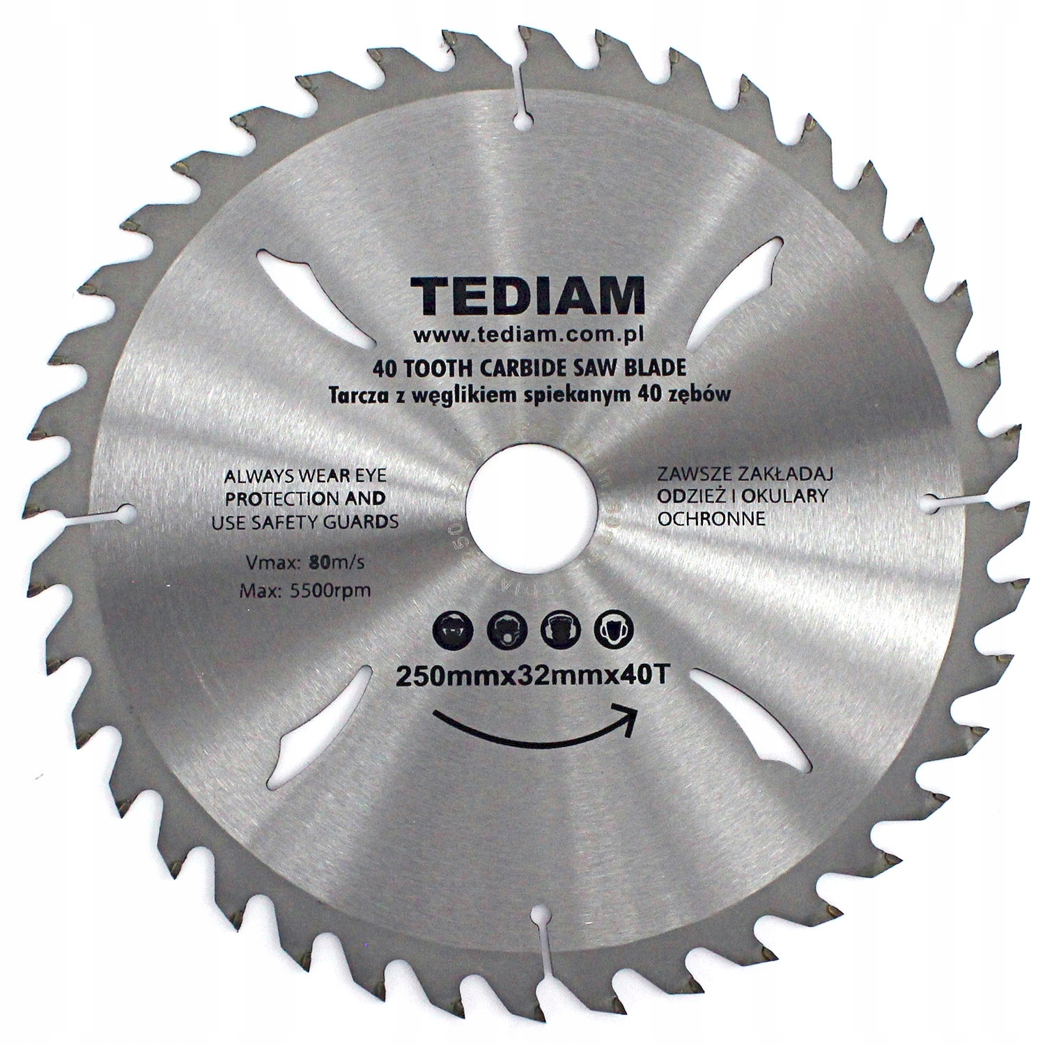 

Tarcza widiowa do drewna widia 250x32 T40 Tediam