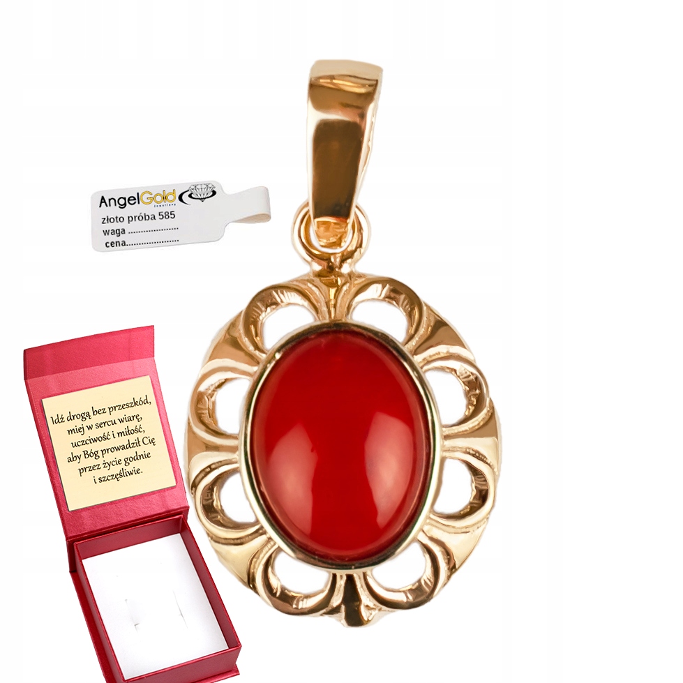 Elegantní Zlatý Ovál Přívěsek S Korálem Ryzost 585
