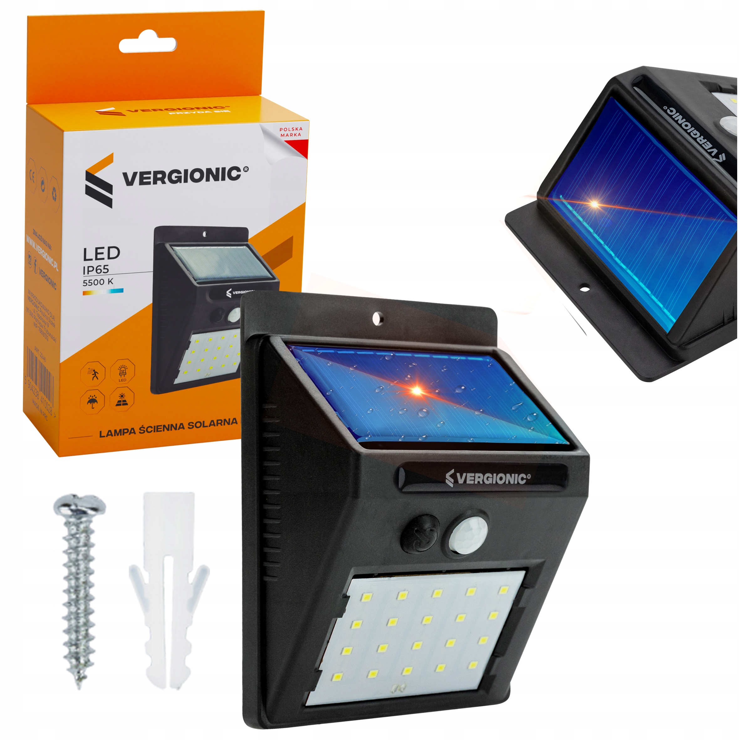 

Lampa solarna z czujnik ruchu zmierzchu ścienna