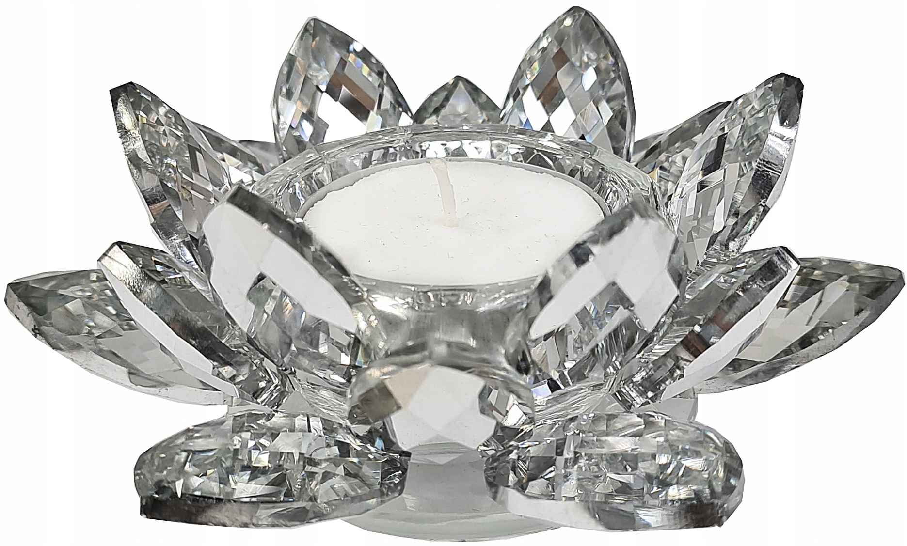 ŚWIECZNIK LAMPION GLAMOUR KRYSZTAŁ SZKLANY SREBRNY