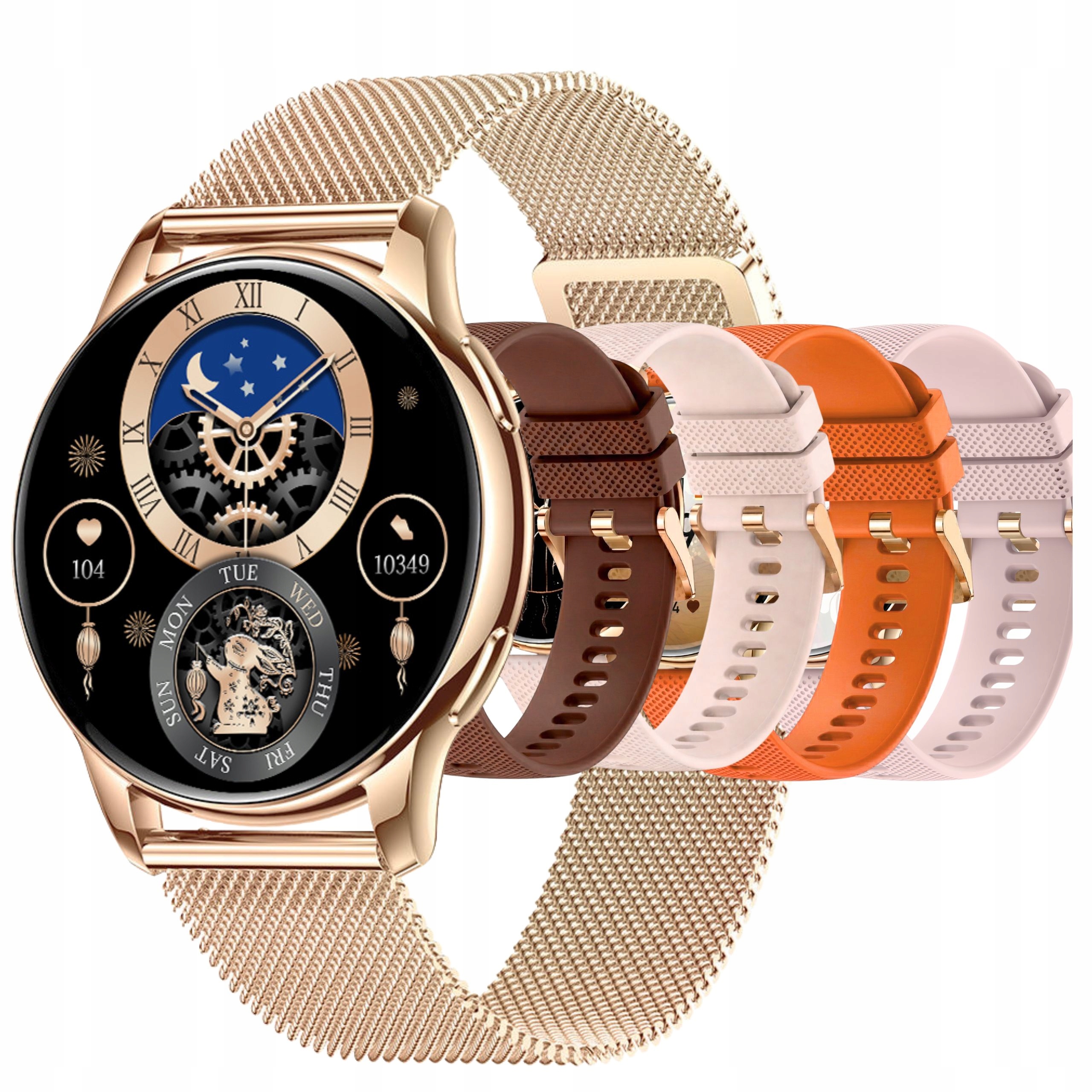 Smartwatch Damski Y11 Złoty 5 Pasków Rozmowy Wiadomości Amoled