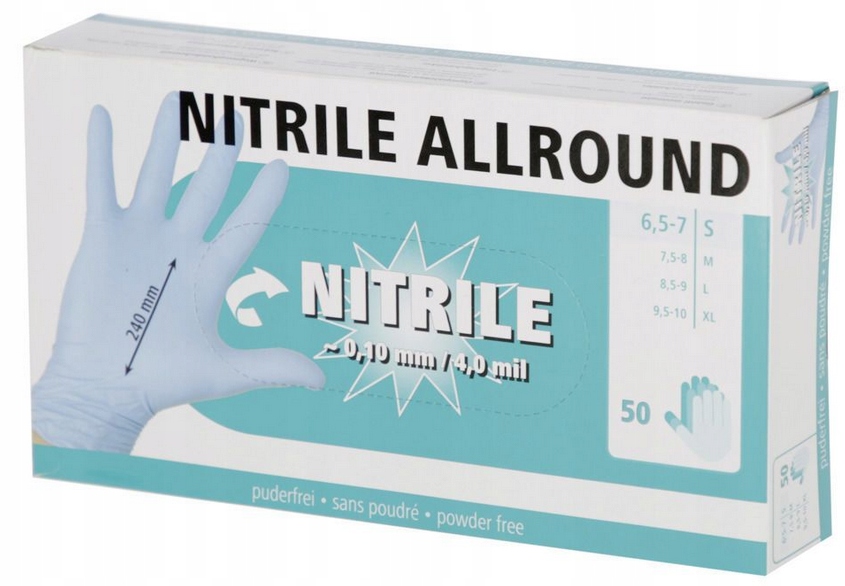 RĘKAWICE RĘKAWICZKI NITRYLOWE S NIEBIESKIE 50SZT