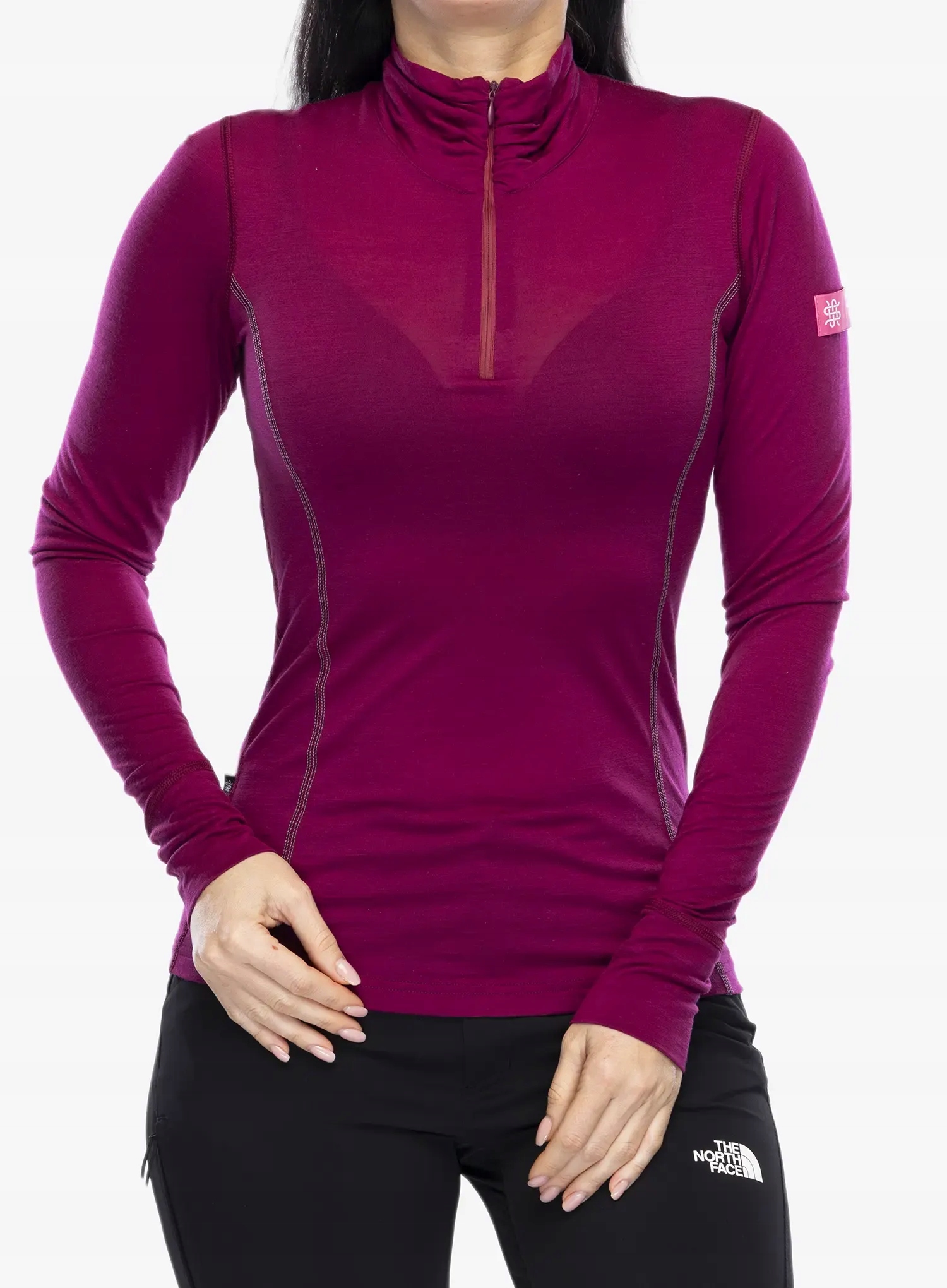 Dámská termo Mikina Sensor Merino Active Tee L/s Zip fialová XL