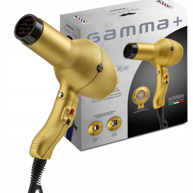 Sušič vlasov Gamma Piu Barber Phon Gold Zlatá Barberská Sušička