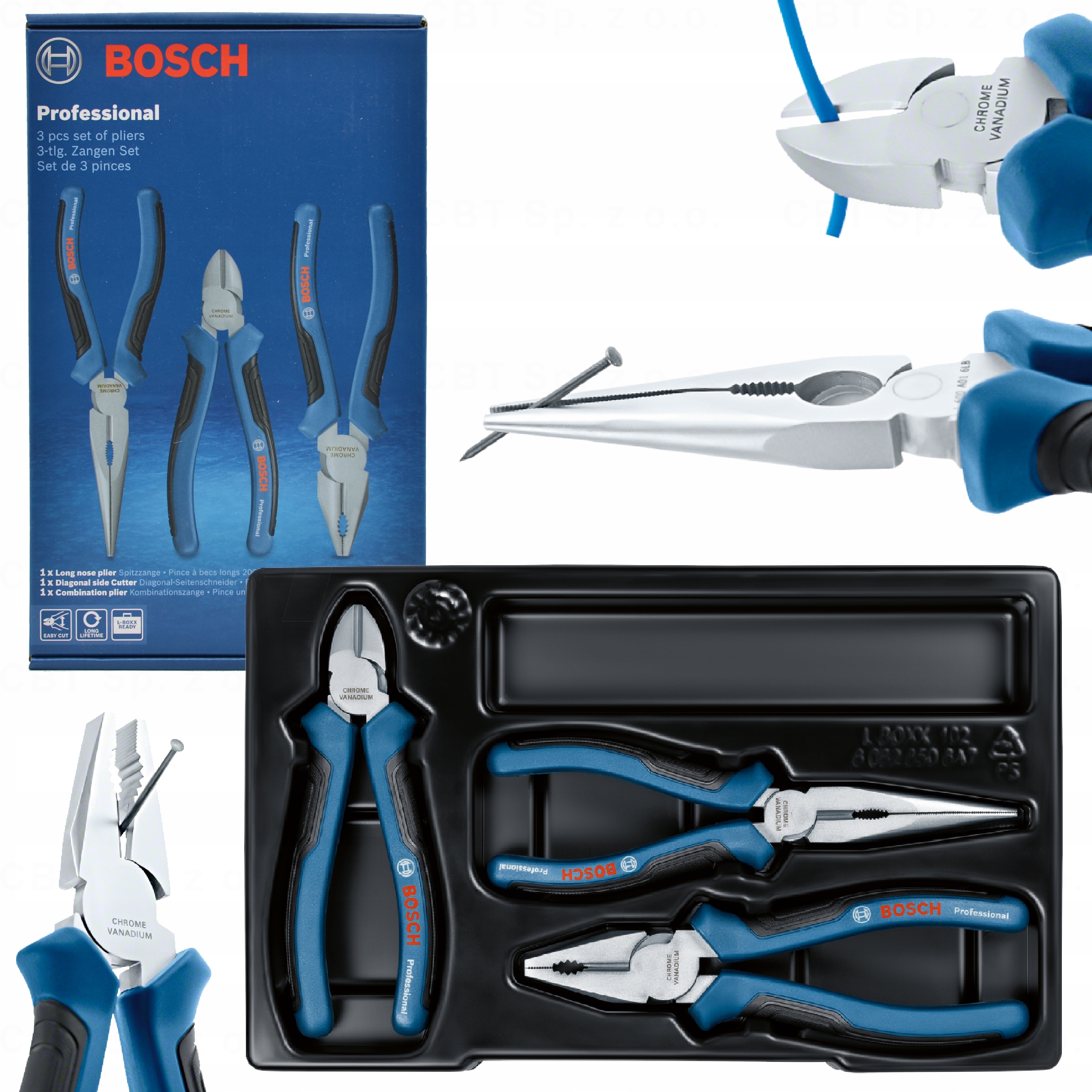 Kleště Sada 3 Kusů Prodloužené, Dlouhé, Univerzální, Boční, Řezací, Easy Cut