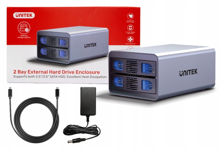 Unitek S1308A01-EU Kieszeń na dyski Sata 2,5''/3,5'' Sata Hdd/ssd 40TB