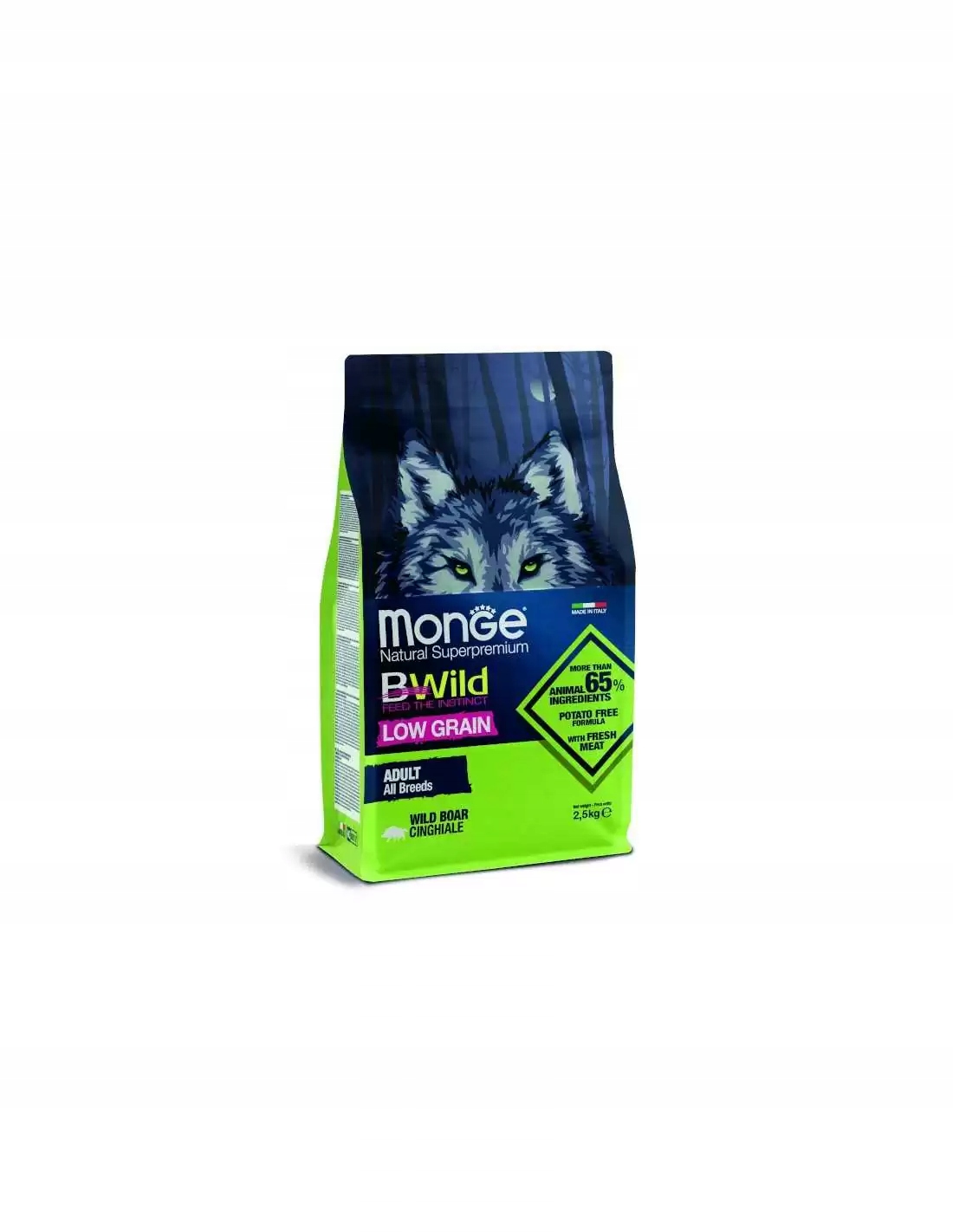 Krmivo krmivo Bwild Low Grain Adult Dzik 2,5 kg – značky Monge
