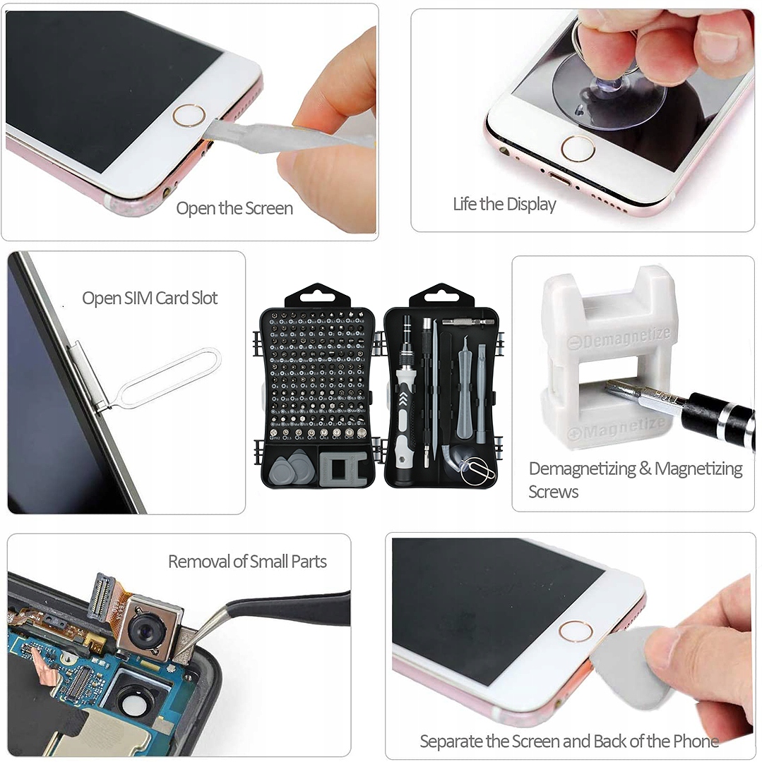 ZESTAW ŚRUBOKRĘTÓW PRECYZYJNYCH WKRĘTAKI OTWIERAKI PENTALOBE IPHONE- 111 EL EAN (GTIN) 5903815901058