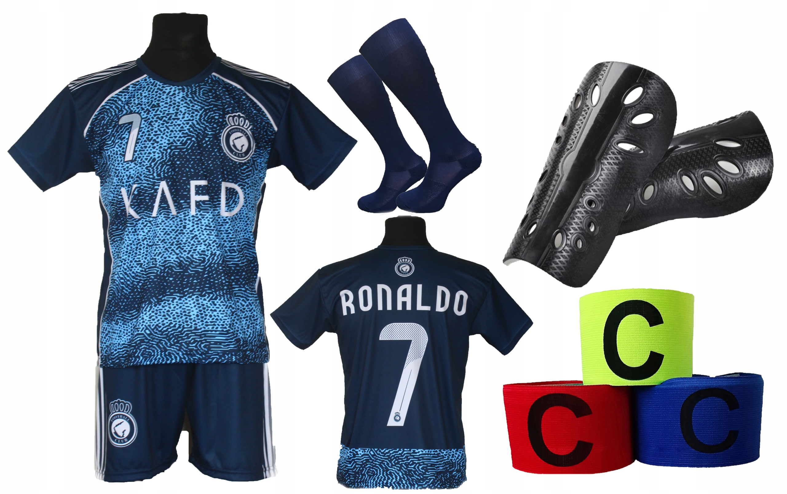 Ronaldo sportovní set fotbalového oblečení Al Nassr, tmavě modrá barva Oo 128