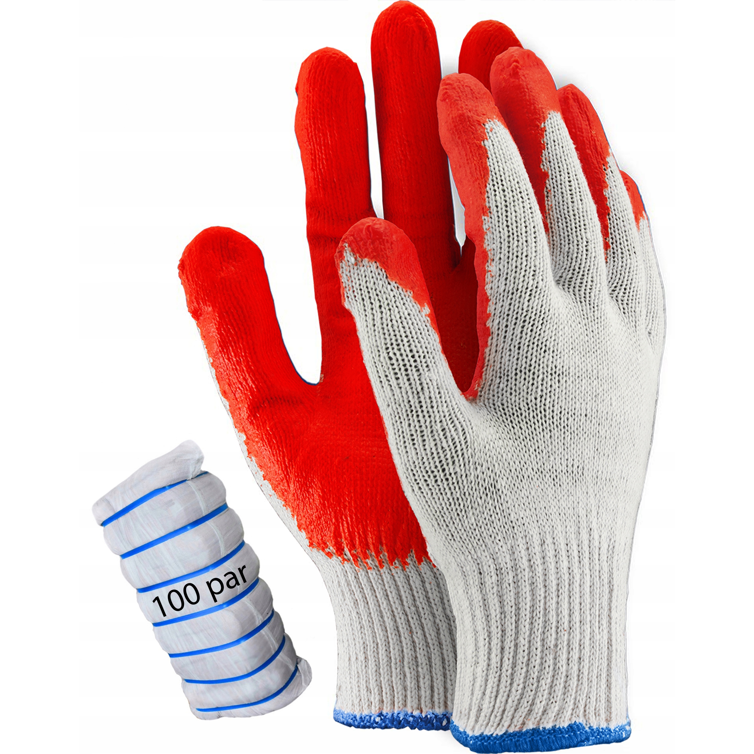 RĘKAWICE ROBOCZE 100 PAR WAMPIRKI POWLEKANE CZERWONE