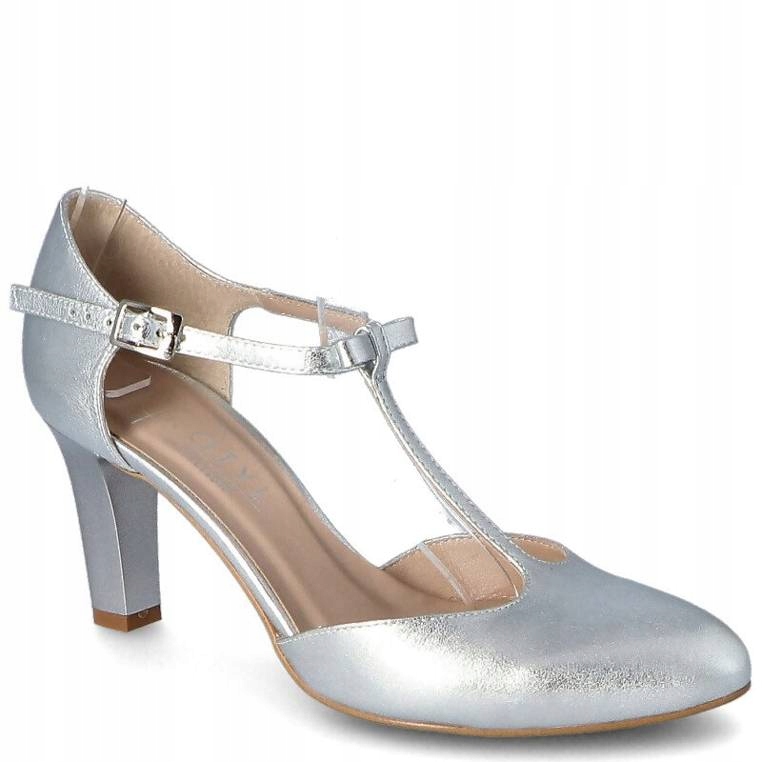 

Ślubne, taneczne, skóra - Kotyl 889 Srebrne 38