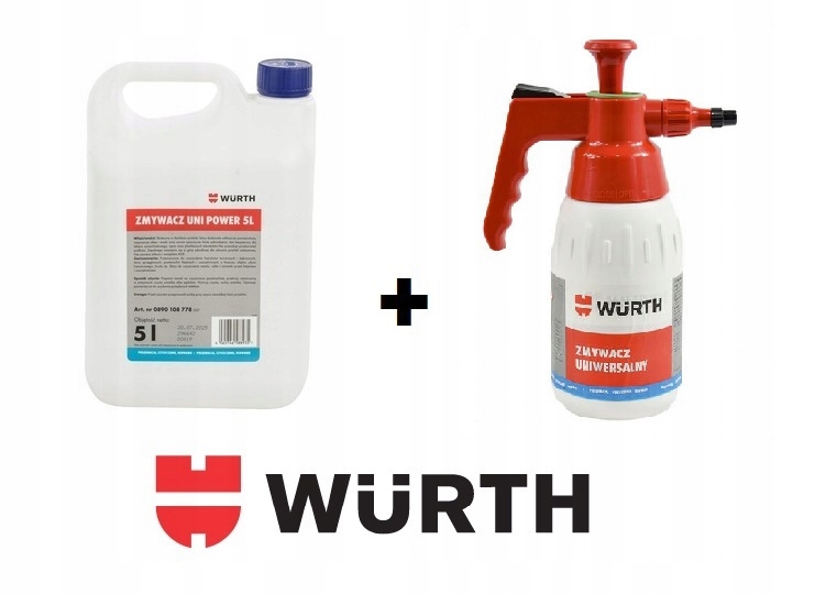WURTH MOCNY ZMYWACZ DO HAMULCÓW UNI POWER 5L + OPRYSKIWACZ 1L