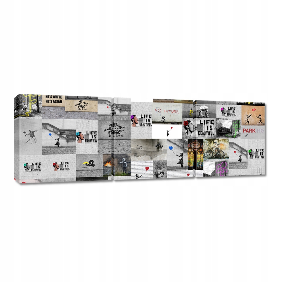 

Obraz 120x40 Mega Mix Banksy Kolaż