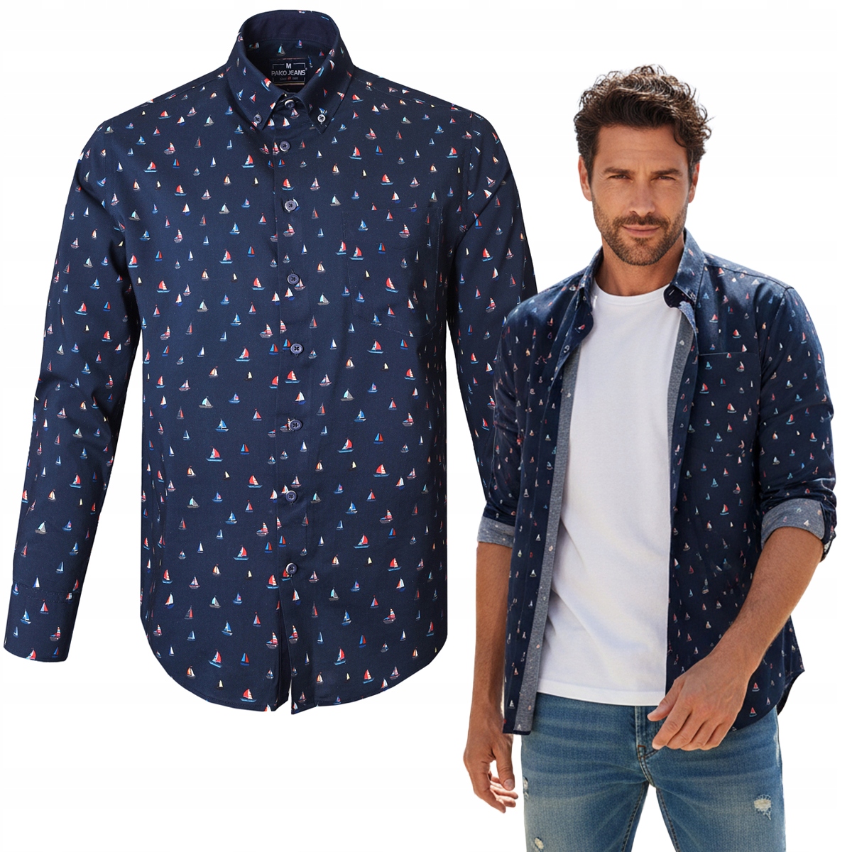 Pánská bavlněná košile s dlouhým rukávem a Viskózou Regular Fit Pako Jeans