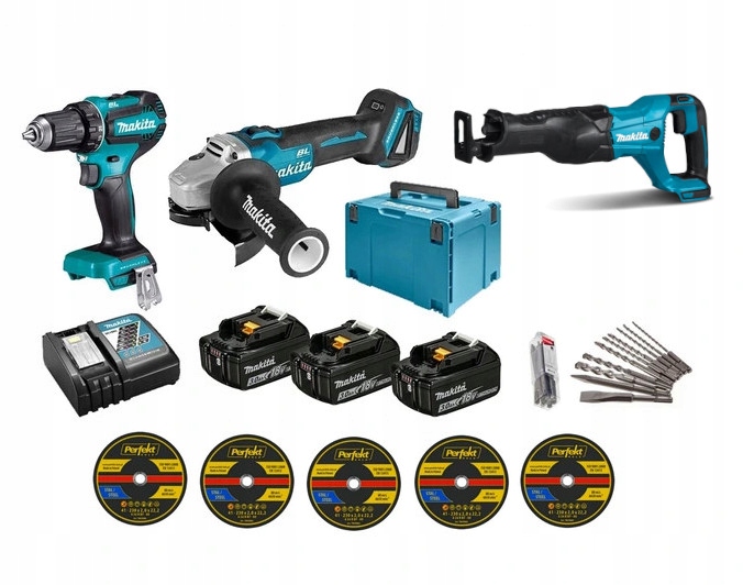 

Makita Zestaw Combo DDF485 DGA504 DJR186 18V 3.0ah