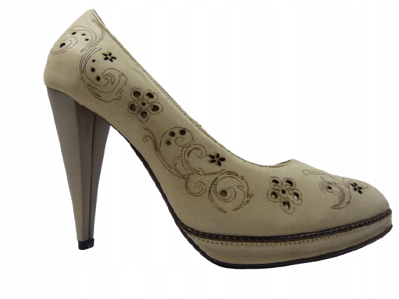 béžové lodičky na platformě s tlustým podpatkem J.w 39