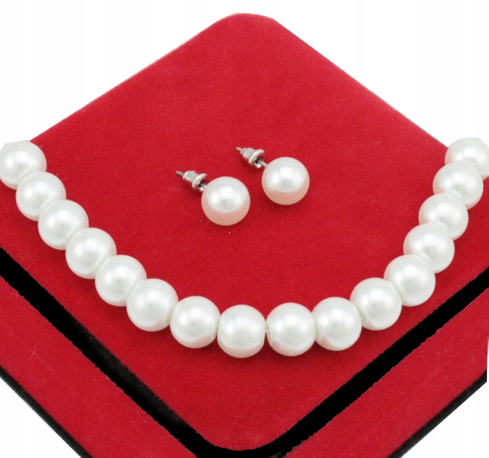 

Komplet 2 Cżęściowy Białe Perły 10 mm