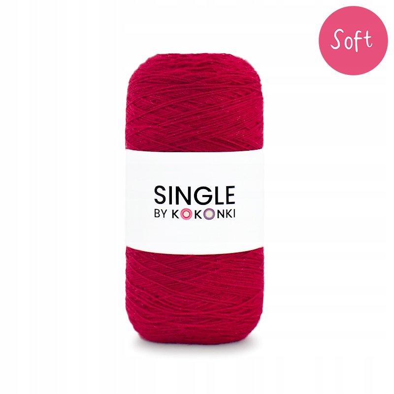 Nić Włóczka Single Soft by Kokonki czerwień 800 m