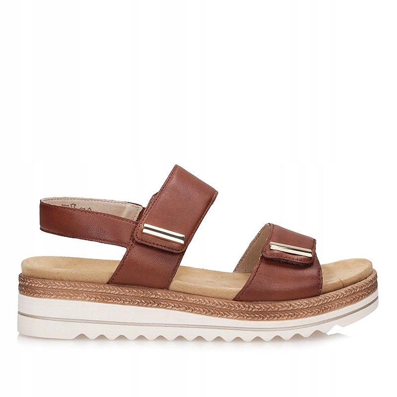 Dámské sandály Remonte D0Q59-24 hnědé s koženým zapínáním na suchý zip