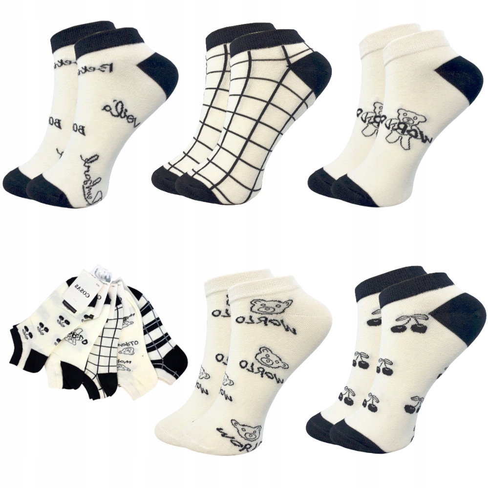 

5PAR Stopki Damskie Kolorowe Bawełna Premium Socks