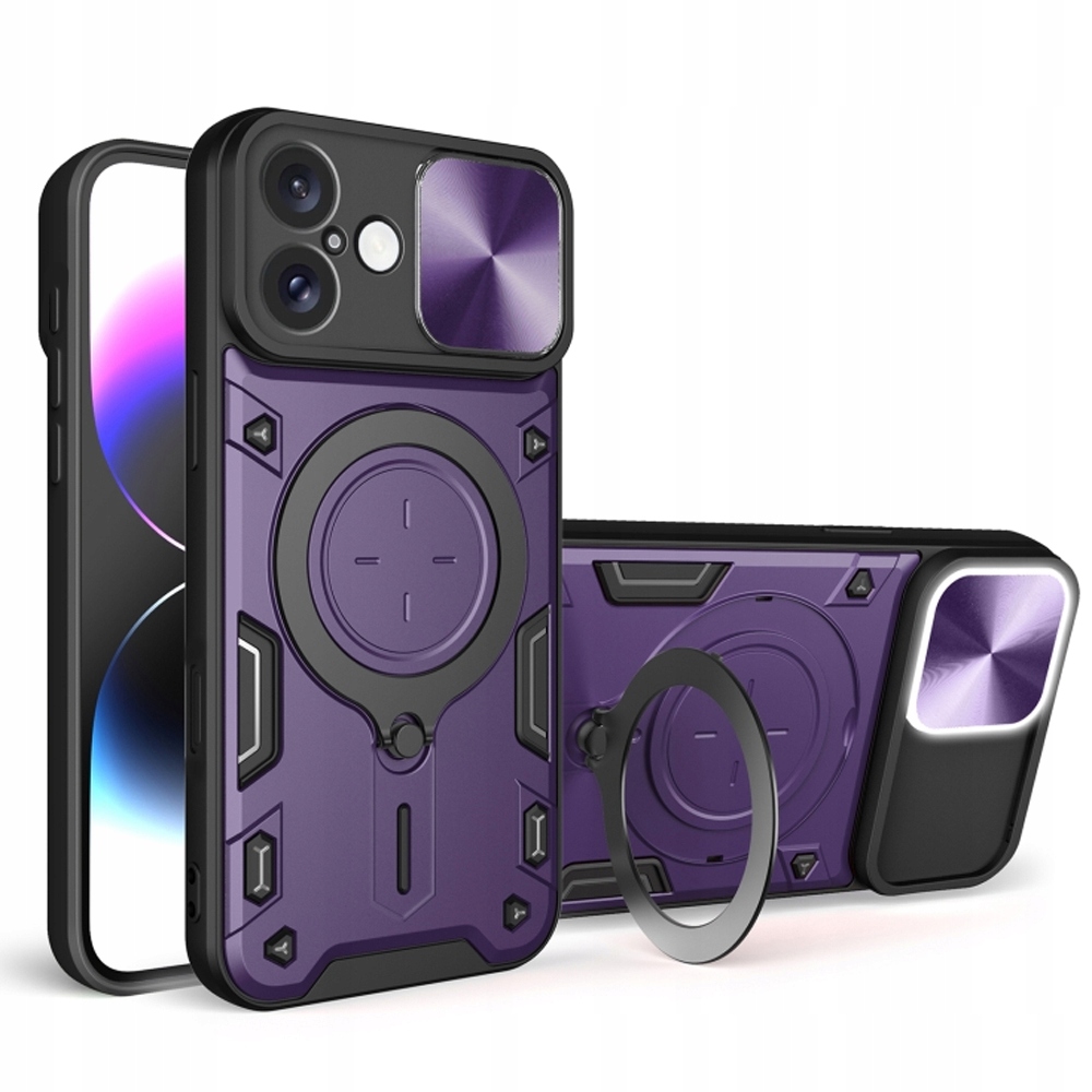 Techsuit CamGuard Pro etui na iPhone 16 – fioletowe