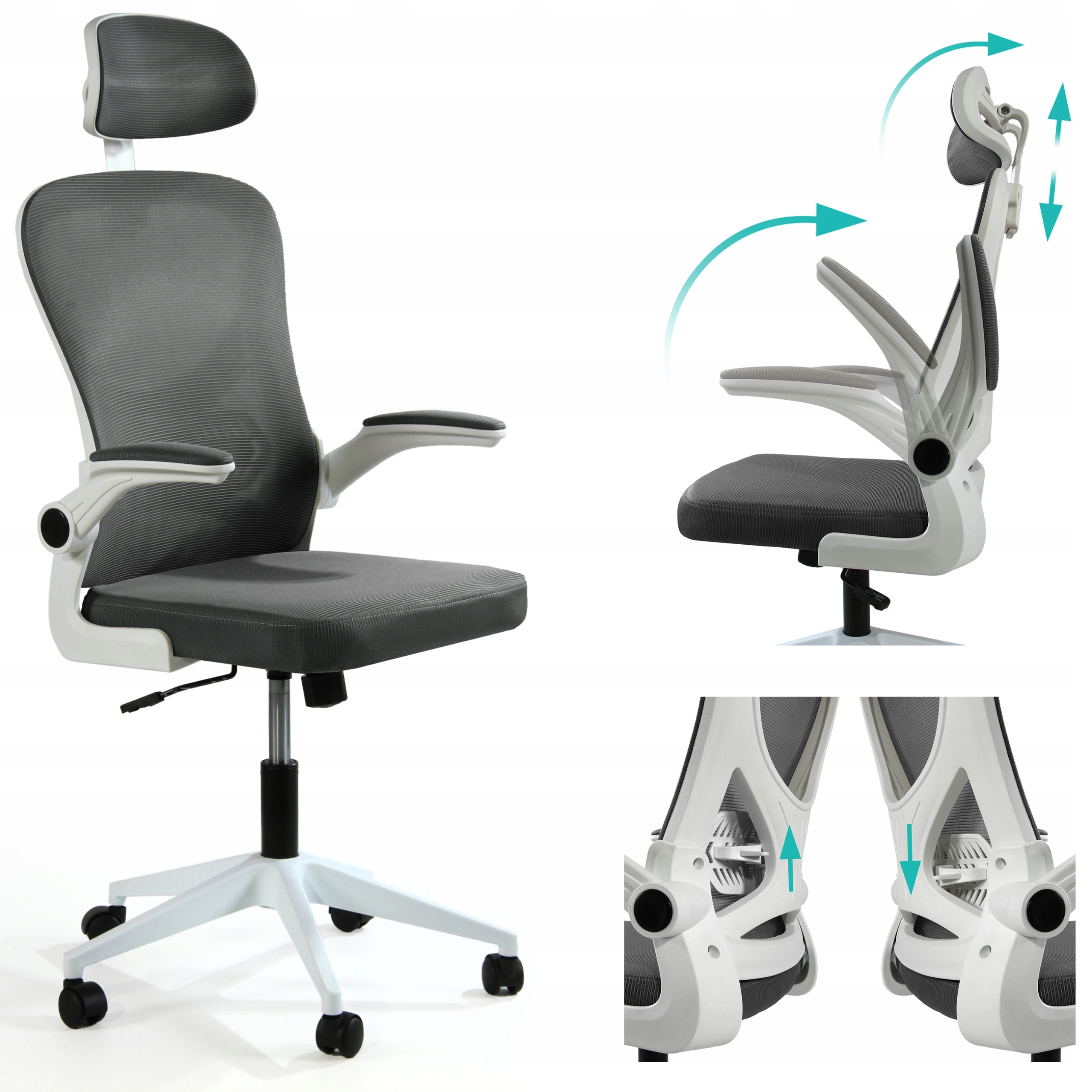 Sesto Senso Ergonomická kancelárska stolička s nastaviteľnou opierkou hlavy, grafit