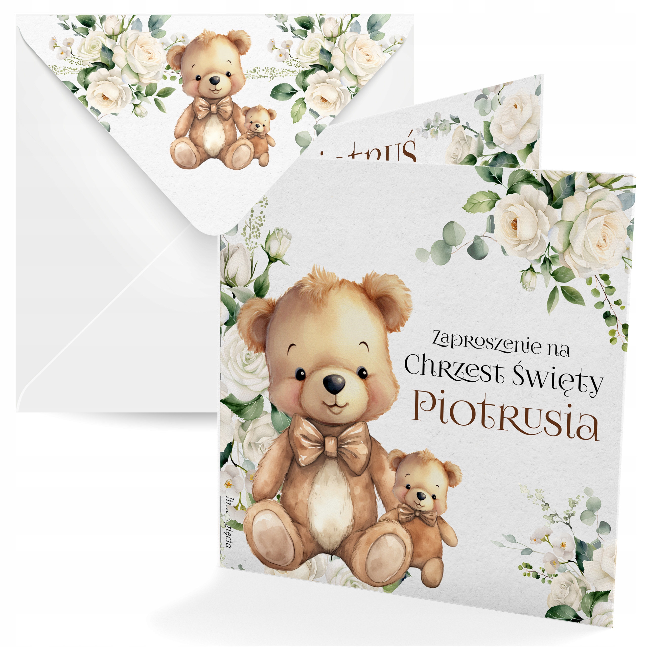 ZAPROSZENIE NA CHRZEST + IMIĘ DZIECKA + KOPERTA + ŚWIETNA JAKOŚC + SZYBKO
